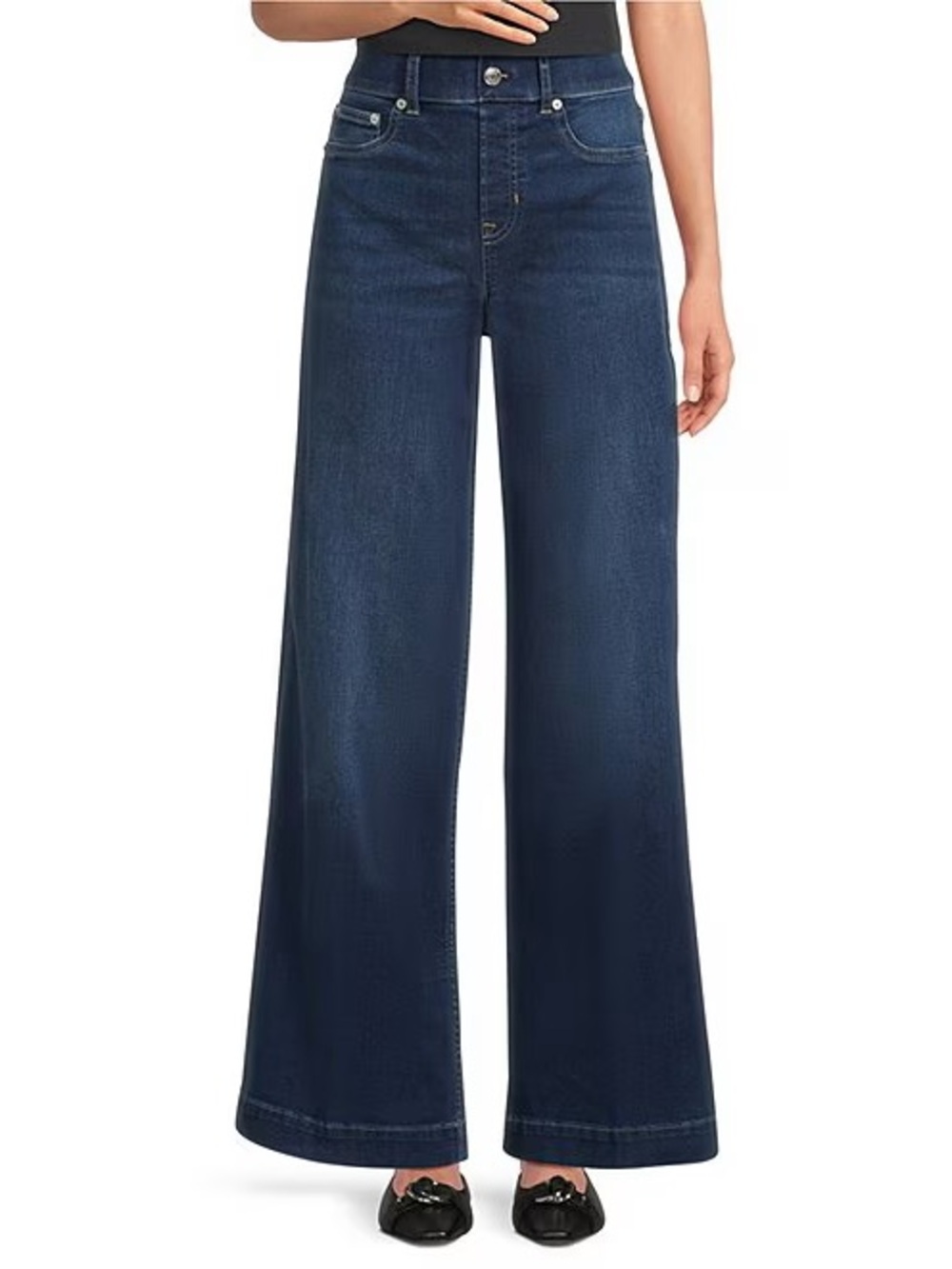 Spanx SPANXshape 2.0 High Rise Wide Leg Pull On Medium Wash Jeans Size Small